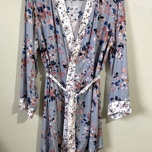 Rebellion Again Wrap Robe Cardigan Large Tie Waist Lounge Duster Layering Knit